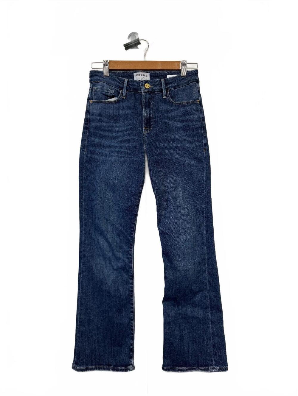 FRAME Women’s 28 High Rise Slim Bootcut Jeans Somerset Blue Wash Designer Denim
